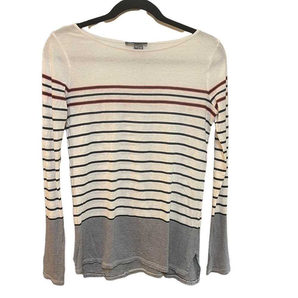 Vince Sweater Womens Light Knit Striped‎ Pima Cotton Casual Spring Chic Size XS